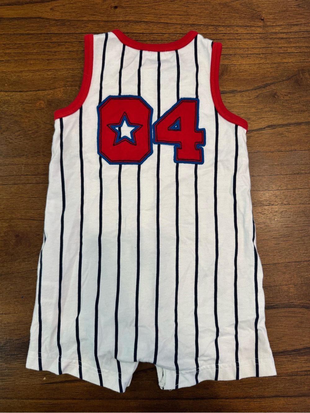 Carter's White Romper with Red Trim and Navy Stripes - Picture 3 of 3